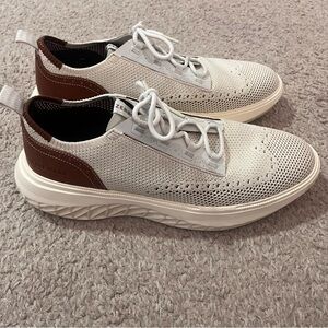 Cole Haan Men's ZERØGRAND WFA Oxford White and Brown Knit Sneakers 12M